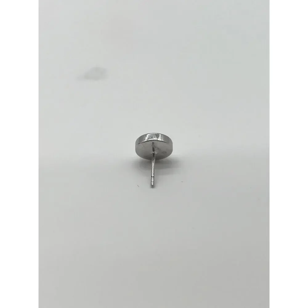 💜 COACH Open Circle Stone Stud Earring, Silver Plated with Purple Glass - Picture 4 of 5